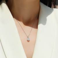 Dropshipping Factory Jewelry Gemstone Pendant Necklace 2ct Round Gem Chain Moissanite Charm Necklace Fine Women Silver Necklace