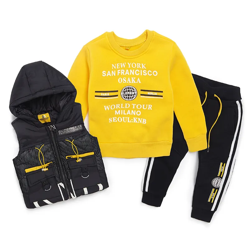 High Quality Children Wear Boys Winter Kids Clothing Sets Three Piece Suit Luxury Kids Hoodie And Pants Boy'S Clothing Set