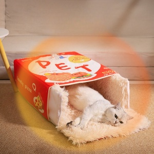 New Snack Box Plush <strong>Pet</strong> <strong>Bed</strong> Fully Enclosed Cookie Box Shape Warm Soft Windbreak Cute Pull Out Cat House Cushion <strong>Pet</strong> <strong>Products</strong> - Product Image 3