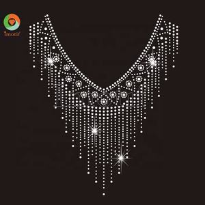 Presse à chaud fer à repasser sur le col décolleté Motif AB cristal strass motif Hot Fix modèle de transfert <span class=keywords><strong>pour</strong></span> col de t-shirt - Product Image 2