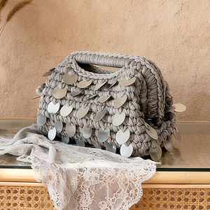 Tshirt iplik tığ çanta el yapımı pullu düğün kadınlar için el çantası akşam çanta - Product Image 6