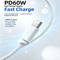 Harga Pabrik Kabel USB C Braided 60W PD Fast Charge Konduktor Tembaga Murni Anti-Putus Kabel Data Pengisian Daya Tipe C Untuk 18 17 16