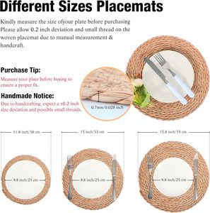 Woven Flax Rope Heat Resistant Eco-Friendly Country Style <b>Round</b> <b>Placemats</b> - Product Image 2