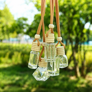 Bouteille en verre transparente vide pour parfum <span class=keywords><strong>de</strong></span> voiture, diffuseur d'air suspendu, bouteille rechargeable pour huiles essentielles et aromathérapie - Product Image 2
