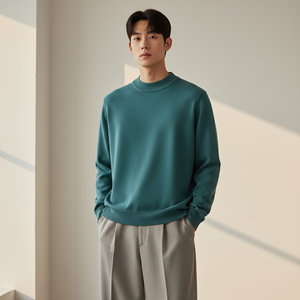 Luxury High-quality Semi-tall Collar Casual Customized <strong>Men's</strong> <strong>Turtleneck</strong> Pullover Knit <strong>Men</strong> Wool <strong>Sweater</strong> - Product Image 3