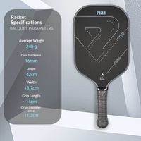 Raquette de pickleball T700 en fibre de carbone mate, épaisseur 16 mm, compétition sportive professionnelle, approuvée aux États-Unis, moulage monobloc 360°, 220 g