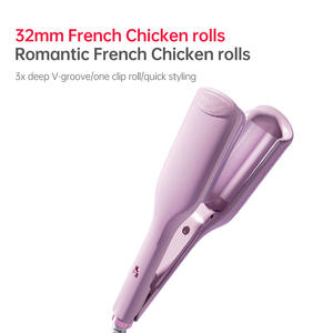32MMビッグウェーブヘアカーラーディープウェーブダブルバレルヘアーウェイバーLCD温度表示電気アルミヘアウェイバー - Product Image 2