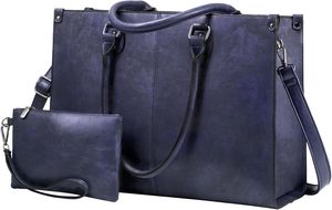 Sac de travail rétro pour femmes, sac à main pour ordinateur portable de 15,6 pouces, sac fourre-tout décontracté, mallette de bureau avec rivets, doublure en nylon imperméable, fermeture à glissière - Product Image 6