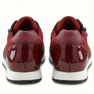 Nouvelles baskets basses personnalisées <span class=keywords><strong>bordeaux</strong></span> en maille et PU pour femmes 2026 (à lacets + fermeture éclair latérale) - Product Image 4