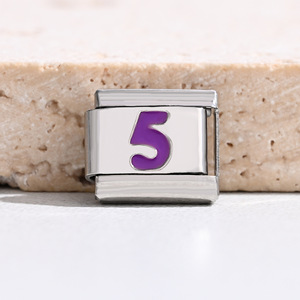 Stainless Steel Purple Arabic Numeral DIY Italian Modular Bracelet Unisex Everyday Wear - Product Image 3