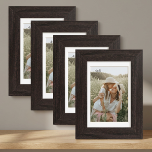 Wood Modern Foldable Photo <b>Frame</b> 4x6 Inch Rectangular Vertical <b>Wall</b> Mount Durable <b>Design</b> Set of Four - Product Image 4