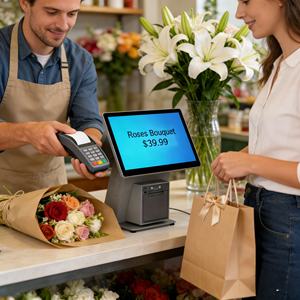 Système de point de vente Android à double écran tactile de 15,6 pouces, tout-en-un, <span class=keywords><strong>caisse</strong></span> <span class=keywords><strong>enregistreuse</strong></span> en métal, processeur quadricœur RK3568, RAM DDR3, stockage SSD MSATA - Product Image 3