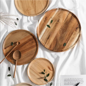 Wooden Tray Round Beech Wood 142024 Household Saucer <b>Teacup</b> Plate Baking Tray Handmade - Product Image 3