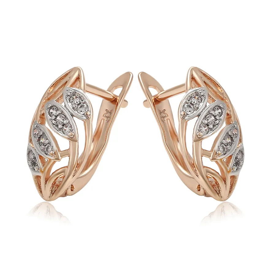 Xuping — boucles d'oreilles en forme de feuille en zircon multicolore, bijou classique, bon marché pour les femmes, nouvelle collection 99312