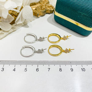 Base para Pendientes de Plata S925, Accesorios para Perlas DIY, Pendientes Colgantes de Moda con Cuentas Redondas de 9-15 mm y Broche, Modelo 21961 - Product Image 3