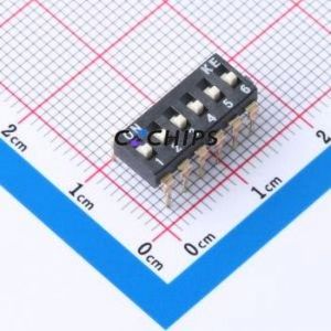 2.54-6P CJGT DIP Switch Through hole Component (THT) Switch Flat Toggle, Raised Type Single Pole Single Throw 6 PC Pin - Product Image 1
