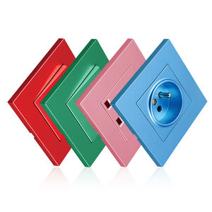 Prise murale standard FIKO EU/UK 16A, interrupteur 2 voies 1 gang, prise électrique universelle 5 broches USB Type-C personnalisable en PC rouge - Product Image 4