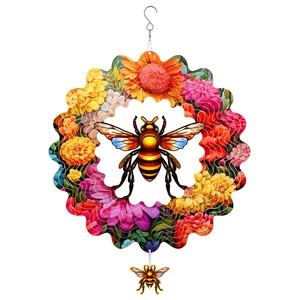 Espiral Metálico Decorativo de Jardín con Forma de Flamenco de 12 Pulgadas, Colorido, con Flores y Abejas, Rectangular, para Decoración de Patio y Jardín - Product Image 1