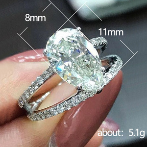 Bague de fiançailles F1055 pour femme en or blanc avec diamant naturel taille poire couleur D et diamants latéraux - Product Image 2
