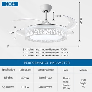 모던 노르딕 <span class=keywords><strong>LED</strong></span> 4-블레이드 화이트 천장 선풍기 조명 리모컨 DC 모터 가정 및 사무실용 디밍 가능 높은 CRI 90 36/42/48 인치 - Product Image 3