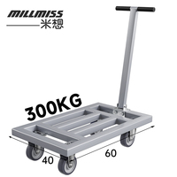Chariot à plateforme en métal de haute qualité MILLMISS, soudé en acier, 4 roues, chariot à main pliable en acier, roulettes pivotantes