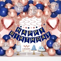 Ensemble de ballons d'anniversaire imprimés en or rose avec emballage de ballons en latex et film d'aluminium pour arrangement de fête d'anniversaire décoration de bannière