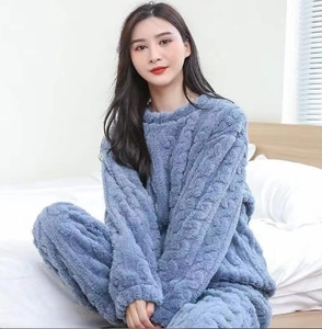 Abito da <span class=keywords><strong>donna</strong></span> morbido e caldo abbigliamento da esterno autunno inverno pigiama in velluto corallo a <span class=keywords><strong>maniche</strong></span> <span class=keywords><strong>lunghe</strong></span> - Product Image 6