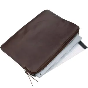 Zipper Portable Briefcase Office Custom Luxury Men Women Slim Genuine Leather Laptop Bag Laptop Sleeve Bag Case For Macbook