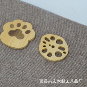 Posavasos de Madera Maciza con Forma de Pata de Gato, Madera de Haya, Alfombrilla Aislante de Calor Creativa, Alfombrilla de Mesa para el Hogar, Forma Irregular, Diseño de Dibujos Animados - Product Image 5