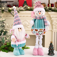 Décoration d'affichage de fenêtre de Noël Poupées en peluche de Noël tricotées roses avec jambes réglables