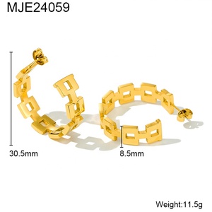 Micci mạ vàng không thấm nước 18K 304 thép không gỉ trang sức đối xứng CC hình Bông tai thời trang lớn cho phụ nữ - Product Image 2