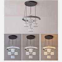 Lustre moderne en cristal LED pour chambre à coucher salle à manger plafond finition or/noir mat lampe centrale à montage encastré et à économie d'énergie