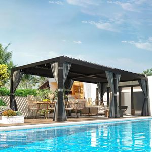 10 '* 13' 12 '* 16' <span class=keywords><strong>Abri</strong></span> de parasol de pergola à persiennes en aluminium pour <span class=keywords><strong>jardin</strong></span> et patio avec stores électriques 10 '* 10' 12 '* 20' - Product Image 3