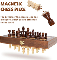 Jeu d'échecs magnétique de voyage, échiquier magnétique en bois de 12 pouces, jeux de société familiaux, jeux éducatifs