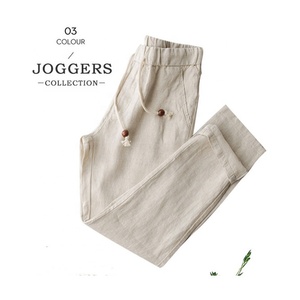 Degli uomini di estate <span class=keywords><strong>Pantaloni</strong></span> di <span class=keywords><strong>Lino</strong></span> Sottile <span class=keywords><strong>Pantaloni</strong></span> Dritti di Giovani Uomini Casual <span class=keywords><strong>Pantaloni</strong></span> OEM Servizio Più Il Formato Coulisse Traspirante stampato - Product Image 1
