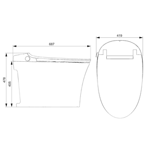 WC intelligent intégré TA-X568DF TEJJER, céramique blanche, montage au sol, réservoir d'eau intégré, ouverture et fermeture automatiques du couvercle, utilisation hôtelière - Product Image 2