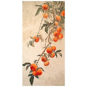 Peinture à l'huile peinte à la main de style chinois, kaki symbolisant la bonne fortune, effet visuel 3D, art traditionnel pour entrée et salon - Product Image 5