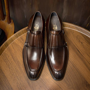 Chaussures en cuir véritable pour hommes, style business décontracté, légères et respirantes, patchwork, nouvelle collection 2025 - Product Image 1