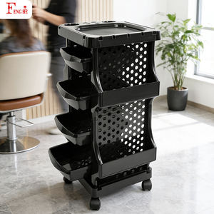 Chariot de coiffure multi-rangement noir W-x126, 4 tiroirs avec support pour sèche-cheveux pour le rangement des tiroirs de coiffeur - Product Image 4