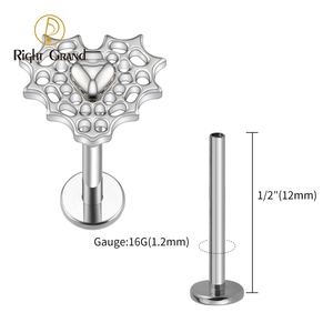 ASTM F136 Titanium 16G Spider Web tim phẳng trở lại Bông tai sụn Helix tragus Conch <span class=keywords><strong>Monroe</strong></span> Medusa <span class=keywords><strong>labret</strong></span> xuyên - Product Image 5