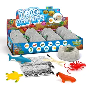 2023 Großhandel Fabrik preis Spielzeug für Kinder Hochwertige Stiels pielzeug Pädagogische 12er Pack Wassertiere Ecxavation Dig Kit