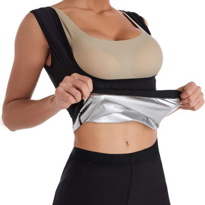 Débardeur <span class=keywords><strong>de</strong></span> sudation push-up en U pour femme, gilet <span class=keywords><strong>de</strong></span> sudation thermo-rétente, gainant, argenté/bleu, pour l'entraînement et l'exercice - Product Image 2
