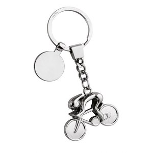 Porte-clés de vélo de course personnalisé avec logo, en PVC souple et caoutchouc, avec jeton métallique, pour entreprises - Product Image 1