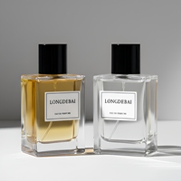 Elegantes Frascos de Perfume de Vidrio Personalizados para Hombre, 30ml 50ml 100ml, Transparentes, Cuadrados, Vacíos, con Pulverizador