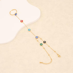 Impermeable de acero inoxidable protector mal de ojo joyería dedo pulsera dedo pulseras anillo mano <span class=keywords><strong>cadena</strong></span> no deslustre dedo <span class=keywords><strong>cadena</strong></span> - Product Image 4