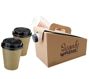 Eco friendly restaurant supplier coffee take out container to go cup carrier paper cup holders