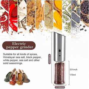 USB Rechargeable Electric <b>Spice</b> Grinder with Stainless Steel and Ceramic Burr Glass <b>Jar</b> Salt and Pepper Grinder - Product Image 2