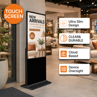 Pantalla Digital Ultra HD 4K/2K para Interiores de 32-65 Pulgadas 178 °   Soporte Móvil con Pantalla Táctil de Ángulo Amplio, Funcionamiento 24/7