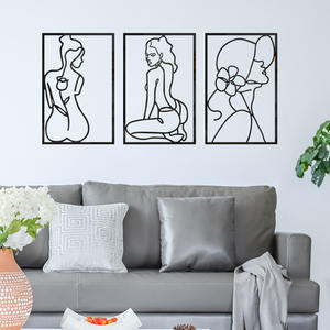 Décoration murale dorée en métal pour chambre à coucher et salon, cadre suspendu abstrait en forme <span class=keywords><strong>de</strong></span> <span class=keywords><strong>corps</strong></span> <span class=keywords><strong>de</strong></span> <span class=keywords><strong>femme</strong></span>, décoration murale en métal - Product Image 3