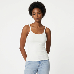 Women's Solid Knitted Ribbed Camisole <b>Tank</b> <b>Top</b> Adjustable <b>Spaghetti</b> <b>Strap</b> Slim Fit Cotton Casual Summer Streetwear Custom Brand - Product Image 1